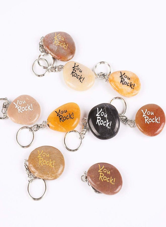 ROCKIMPACT 100PCS You Rock Inspirational Stone Key Chains, Pocket Word Stone Keyring Lot, Engraved Natural River Rock Key Rings, Teamwork Bonding Gift Bulk Keychain (You Rock! 100 Pieces) - Image 4